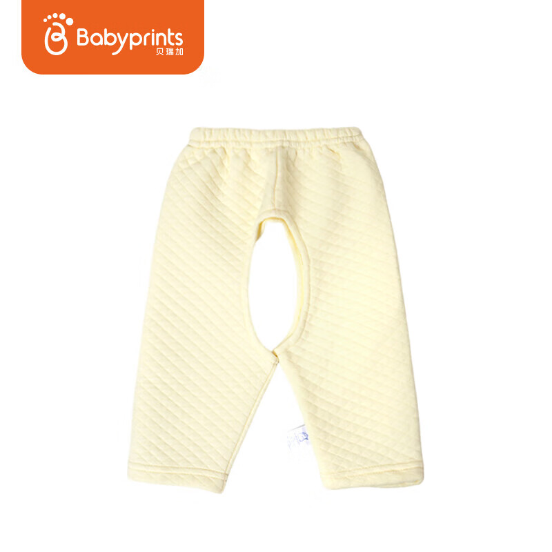 Babyprints婴儿加厚开裆裤新生儿夹棉保暖裤0-1个月宝宝秋冬长裤 黄色 59