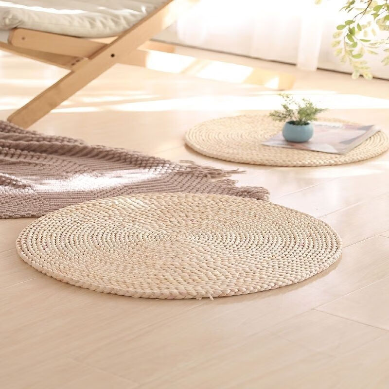 润华年蒲团坐垫拜垫打坐禅修草编垫子手工户外坐垫老家具垫 单层玉米