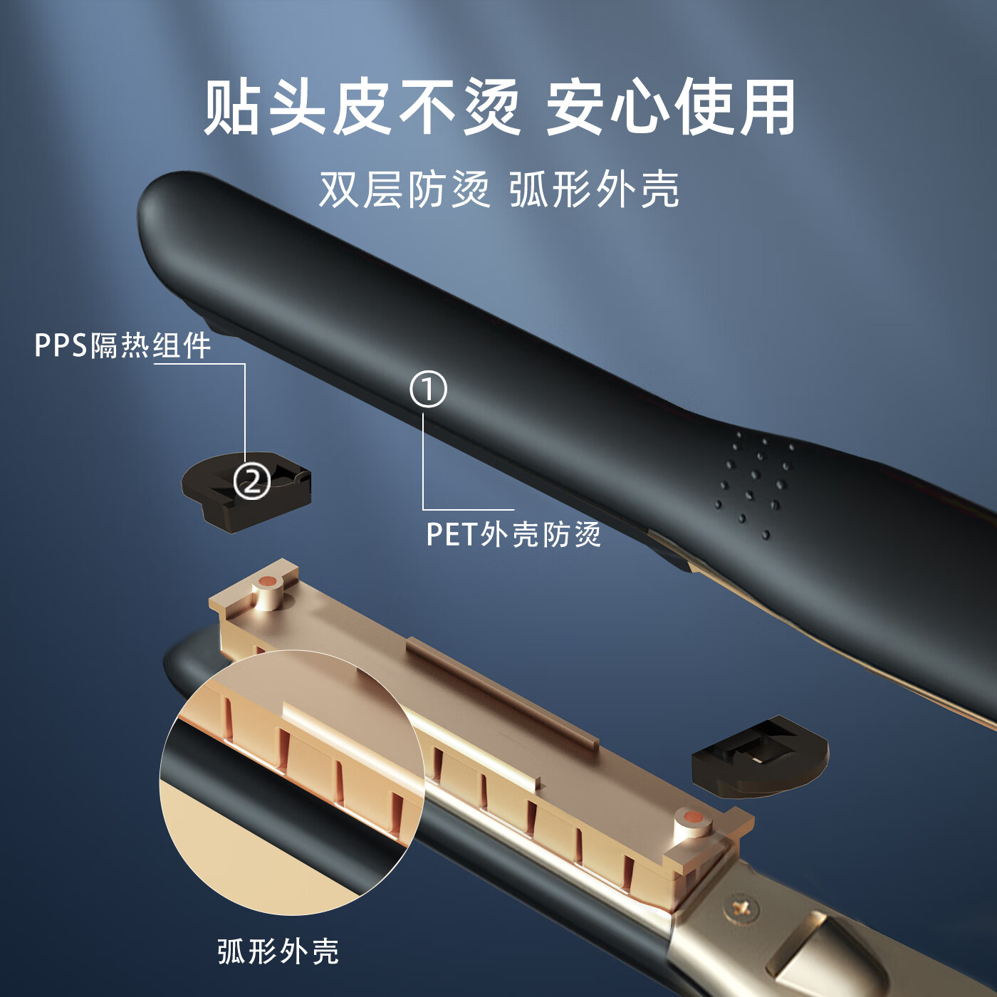 雷瓦（RIWA）玉米须夹板 男士短发玉米夹垫发根负离子卷发棒 头发蓬松神器玉米烫 蓬松发根锡纸烫RB-8235 短发蓬松器【炫酷黑】 12mm 负离子夹板