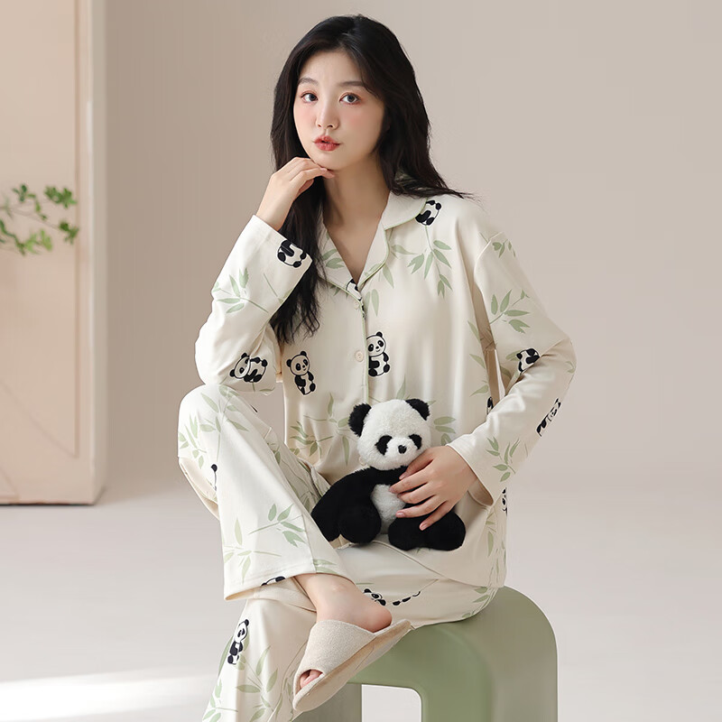 猫人（MiiOW）"德绒  翻领双长女240g"   女士家居服 睡衣两件套 37MM0701 M