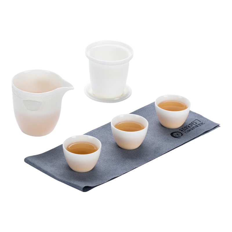 鈺銓龍門 冰種潤白旅行茶具 德化白瓷素?zé)Ψ虿杈邞敉獗銛y快客杯一壺三杯 冰種潤白旅行茶具一壺三杯