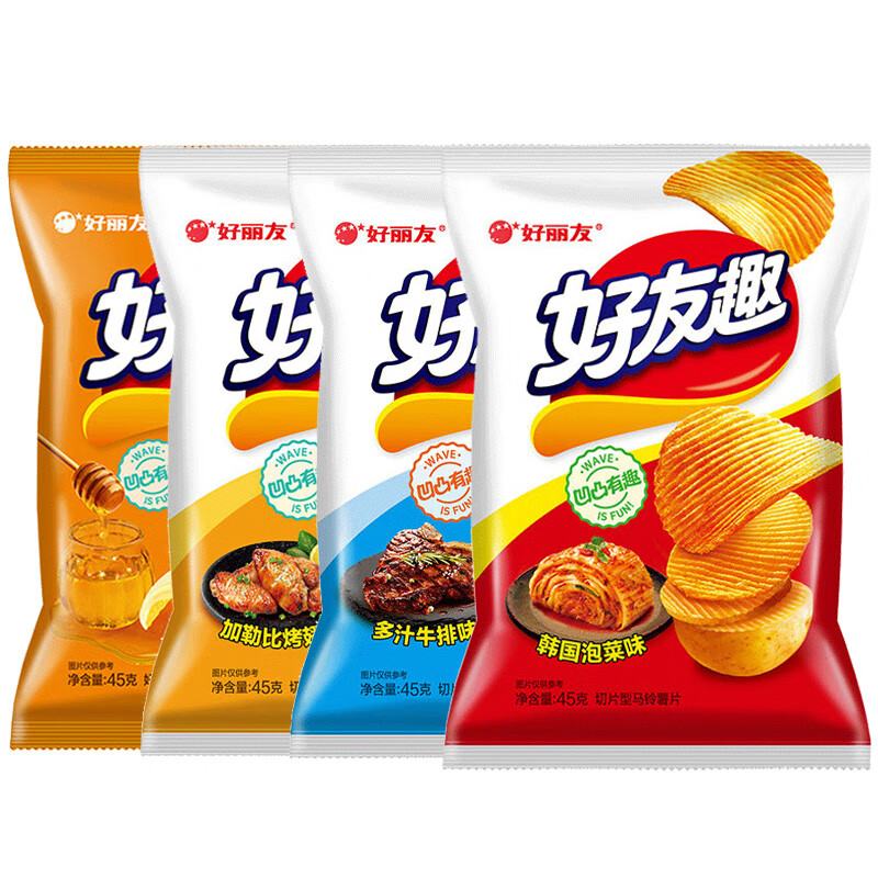 好丽友薯片韩国泡菜味蜂蜜黄油整箱批发休闲小吃零食品 [4袋]混搭口味