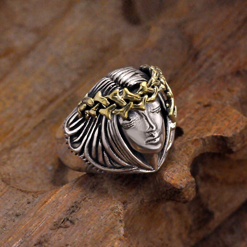 紫荆幸运女神在呼唤银戒指s925银复古男潮人时尚活口指环国庆节情人节