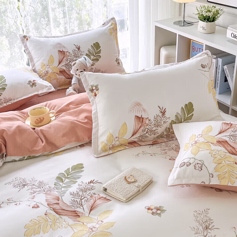 软贝磨毛四件套 透气亲肤印花卡通简约田园风被套床单款 铃兰 2.0m床单款四件套(被套200*230cm