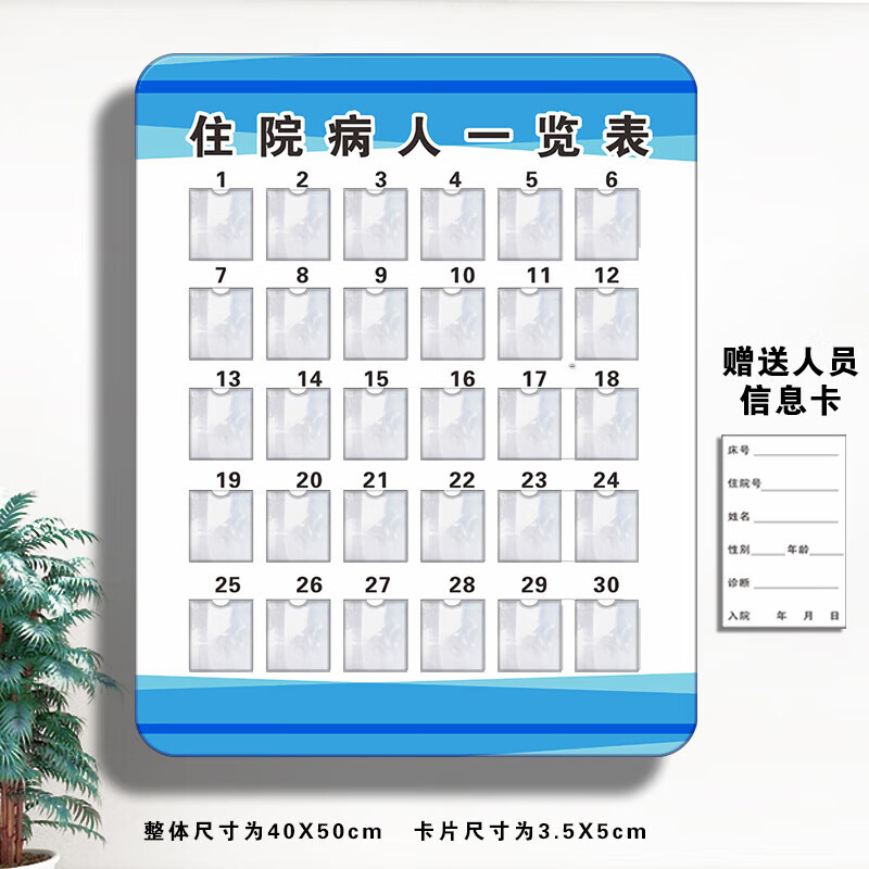 住院病人一览表医院住院病人一览表公示栏住院患者病人登记卡信息卡片