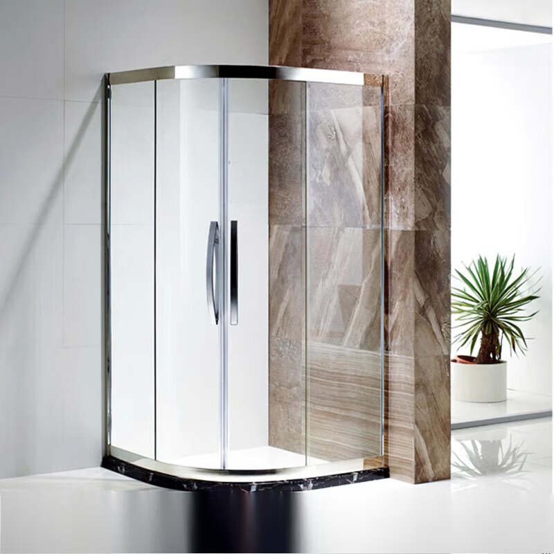 仁聚益不锈钢淋浴房整体浴室卫生间简易玻璃隔断弧扇形型弧形移门定制