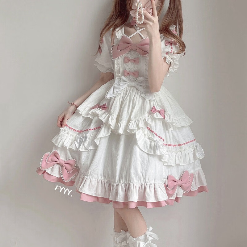 anna etter麻菟菟 奶芙甜心短袖op中古doll感lolita连衣裙甜美洛丽塔