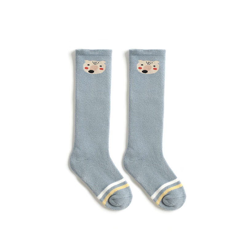 boxbaby婴儿秋冬袜子加厚加绒毛圈袜新生儿中筒保暖舒适袜宝宝冬季厚袜子 男孩款（冬款加绒 蓝+白+棕） M码（推荐1-3岁）