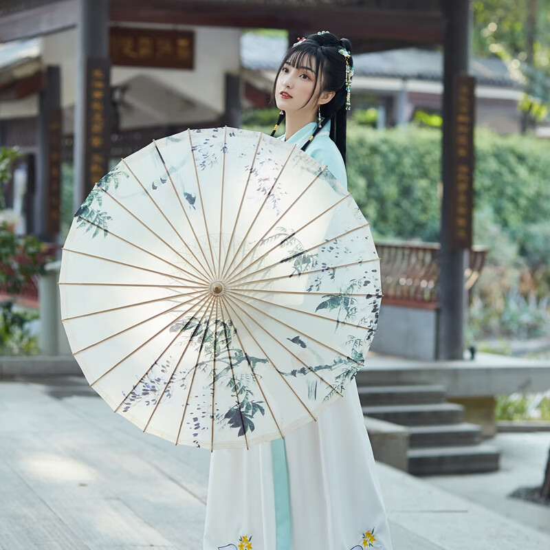 油纸伞装饰吊顶防雨防晒实用舞蹈道具旗袍走秀古风 紫藤花鸟 半穿70cm