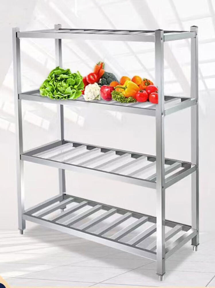 dutrieux家用货架储物架组装式不锈钢四层平板置物架货物架储藏间货架