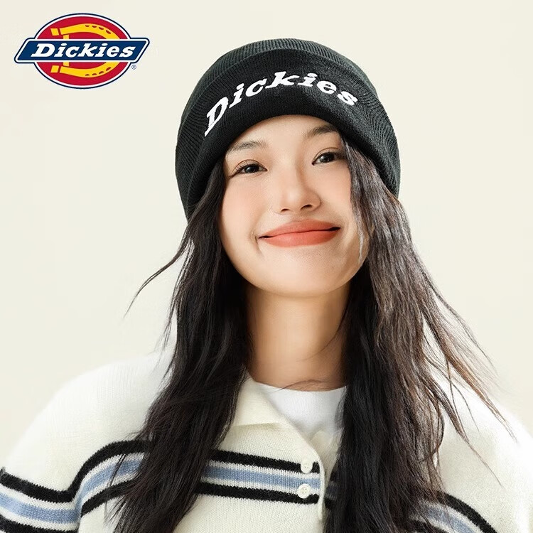 Dickies品牌保暖针织帽子秋冬季男士毛线帽女滑雪冷帽骑行防风防寒护耳帽 灰色男女情侣款 58CM（均码）