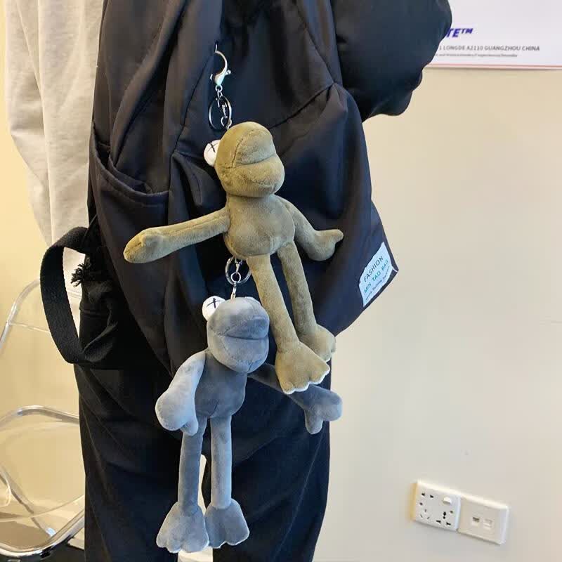 青蛙玩偶挂件 长腿青蛙丑萌公仔钥匙扣链情侣可爱少女毛绒玩具 长腿