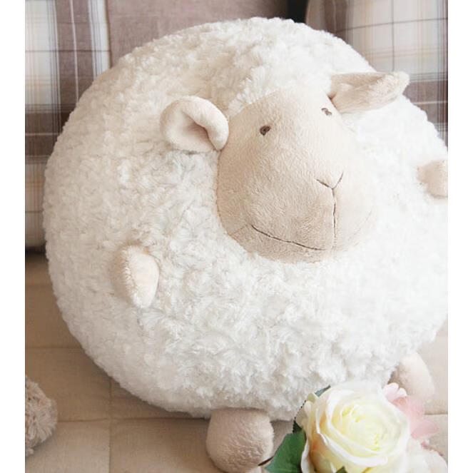 绵绵的羊圆球羊公仔布娃娃女孩少女心ins毛绒玩具小绵羊 白色 1cm