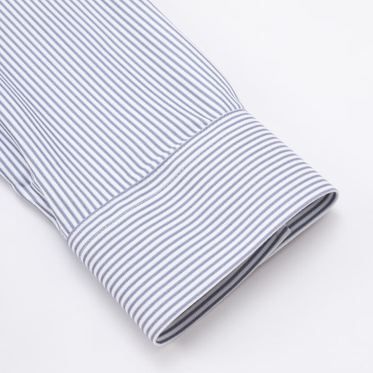 莱克斯顿男装春季条纹长袖衬衫男衬衣商务正装通勤职业装男上衣 中灰 2XL