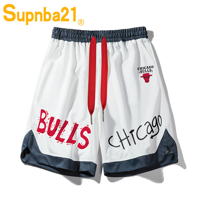supnba21公牛队高街美式篮球短裤男夏季潮牌运动球裤宽松休闲裤子重磅