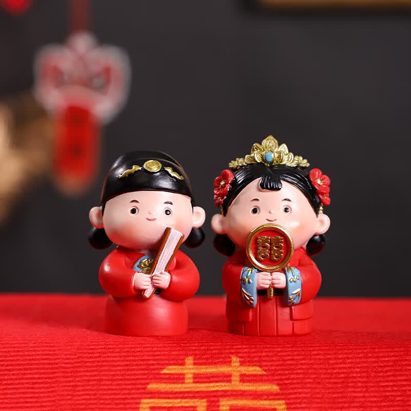 如果创意国风结婚摆件情侣小摆件订婚送礼文创装饰新婚送闺蜜同事礼物 花好月圆摆件礼盒加礼袋