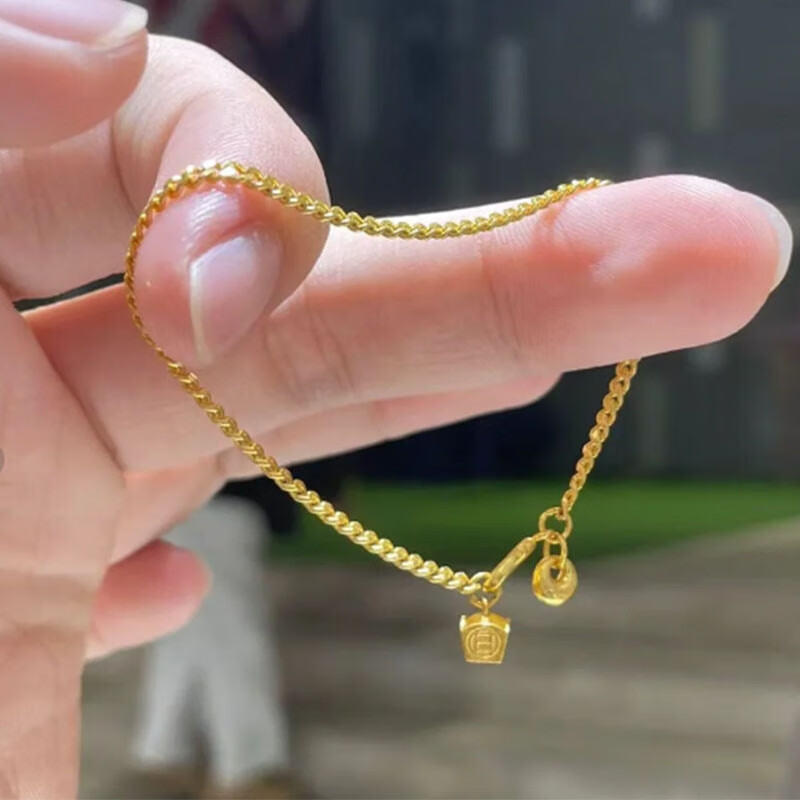 瑞诺黄金日进斗金手链女新款999足金小金坨坨链条手饰生日礼物送女友