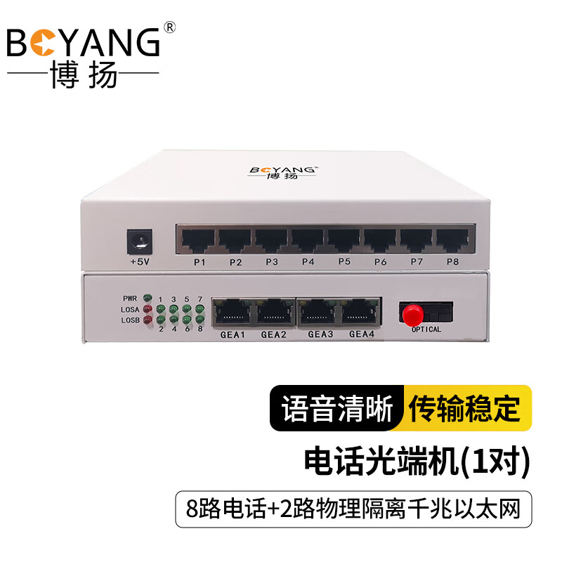 博扬(boyang)电话光端机8路电话 2路千兆网络 8路对讲语音 2路物理