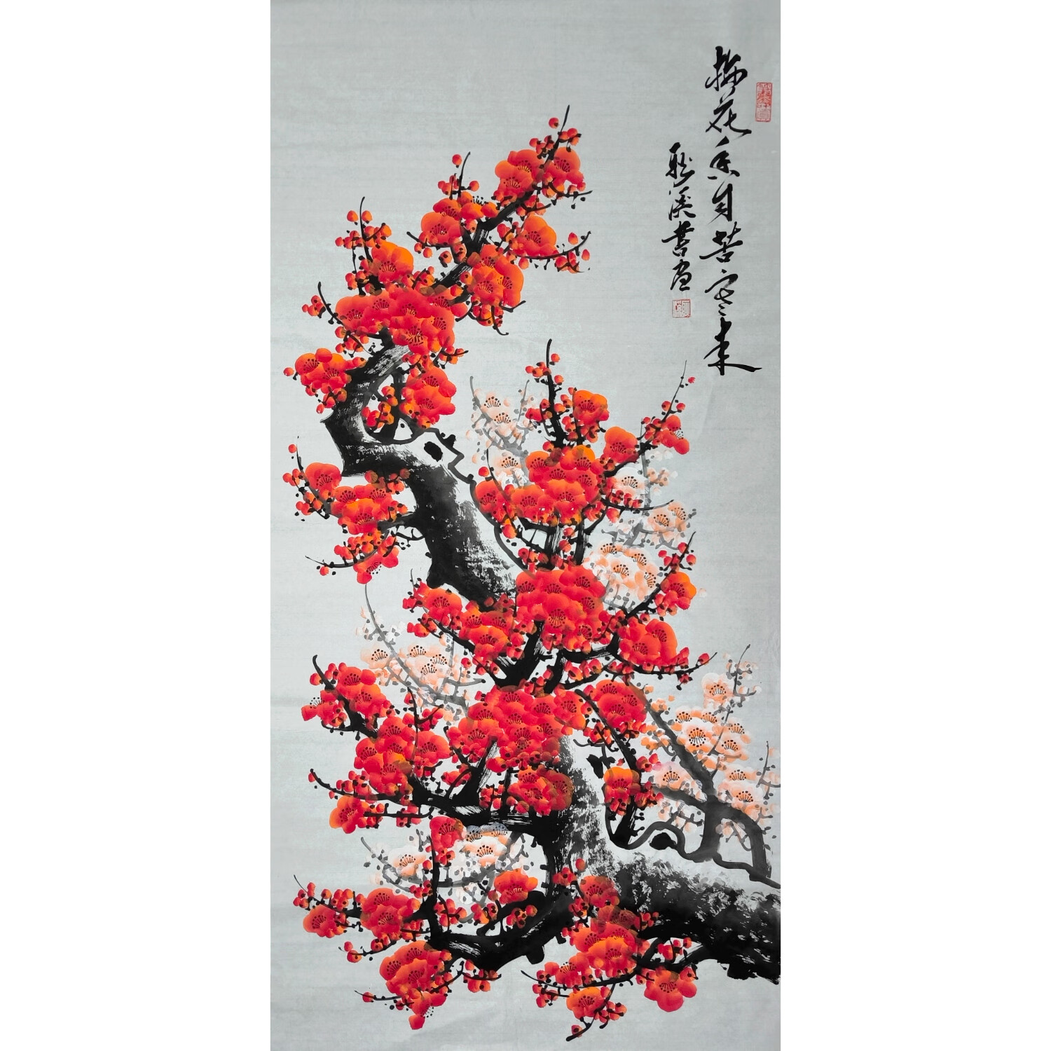 名人字画,红梅,国画,梅花《梅花香自苦寒来》,手绘手写包邮到家 138x