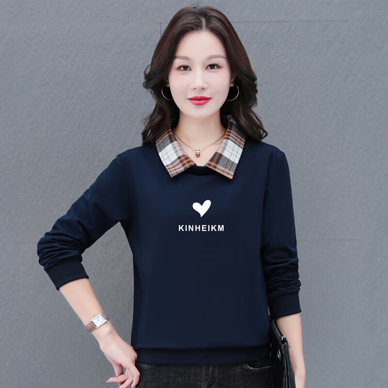 吉普(jeep)假两件高档好棉卫衣女春秋女装时尚洋气百搭酒红休闲上衣