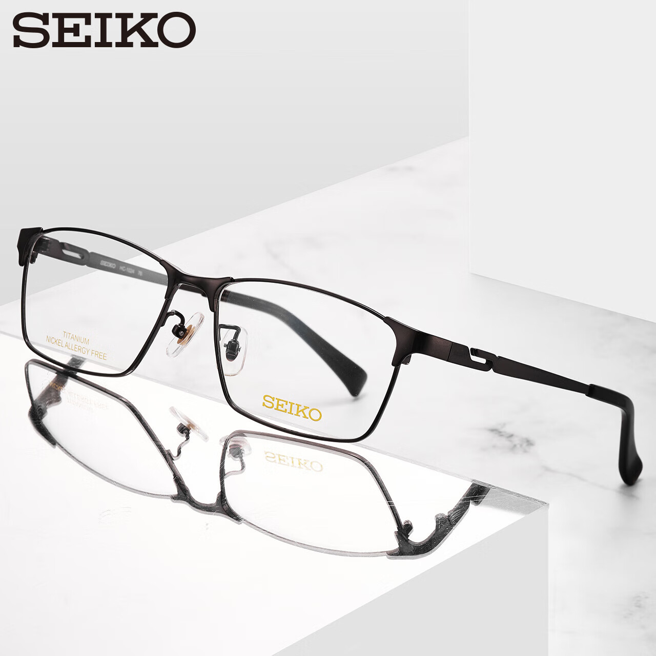 精工(SEIKO)近视眼镜框架 男款全框钛合金镜架商务光学镜架HC1024