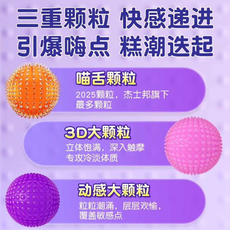 杰士邦 避孕套狼牙套棒安全套女性秒喷持久大颗粒狼牙套超薄情趣套用品 情趣尝鲜【共22只】颗粒6只+超薄16只