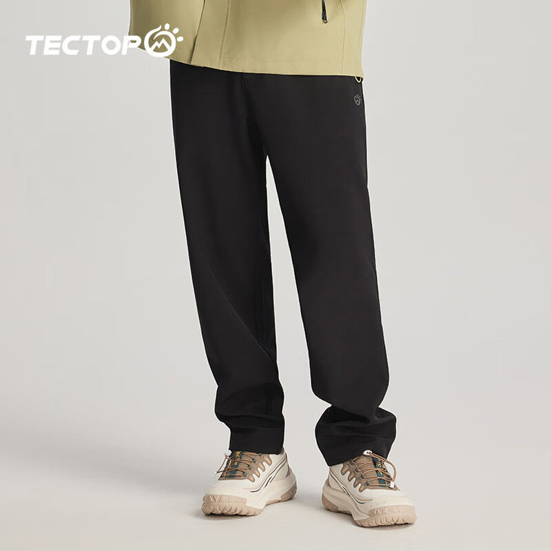 探拓（TECTOP）休闲裤男防风防泼水2026秋冬加绒保暖软壳长裤户外登山裤子 云墨黑 2XL
