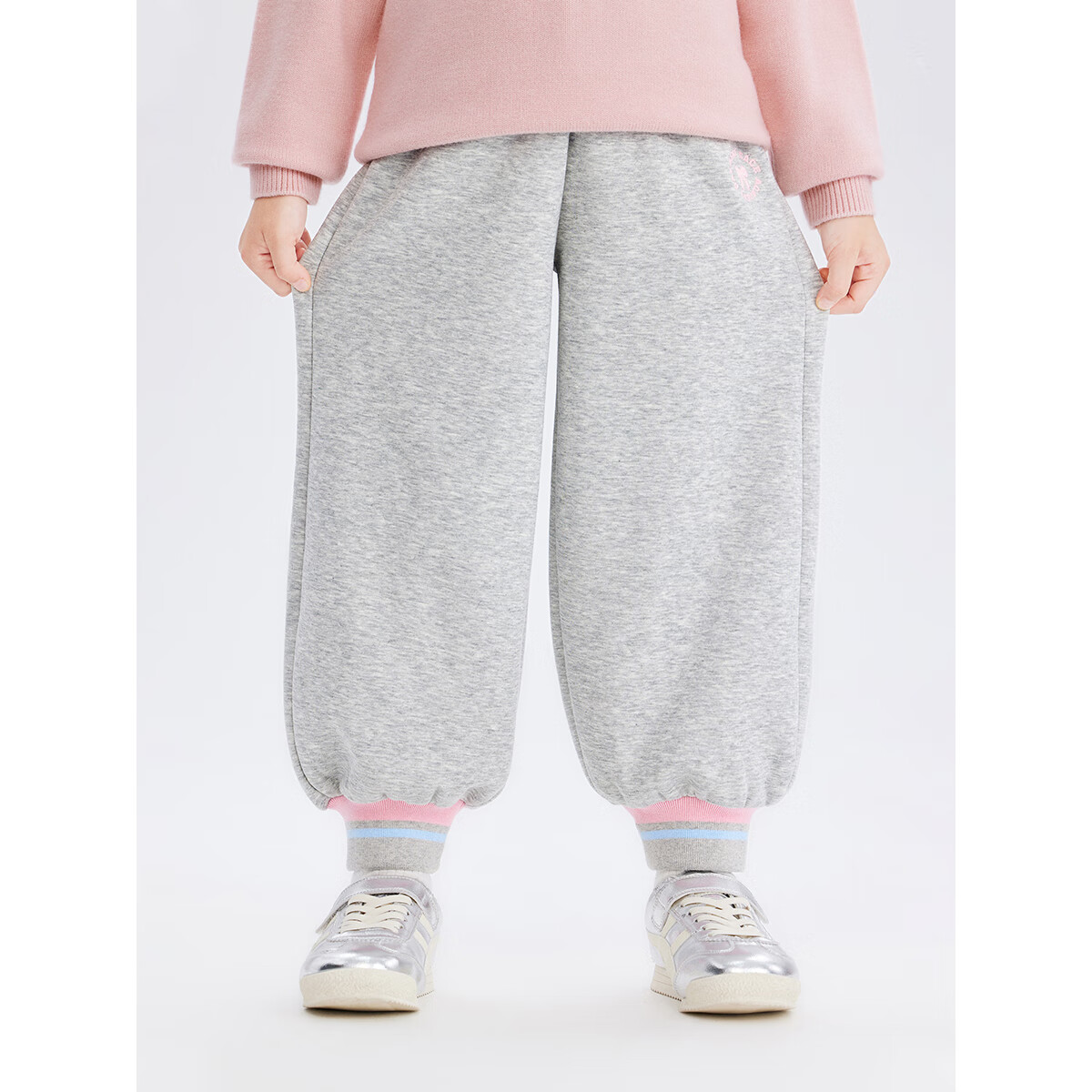 MiniPeace太平鸟童装冬女童针织长裤FBGHE4A96 月岩灰 140cm