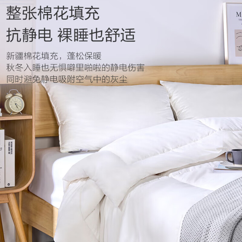 1号会员店100%天然新疆棉花被纯棉被芯冬季厚被保暖无网全棉胎2.0×2.3米8斤