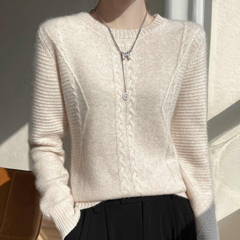 fright ordos stephen鄂尔多斯羊绒衫女100山羊绒圆领羊毛衫女纯羊毛