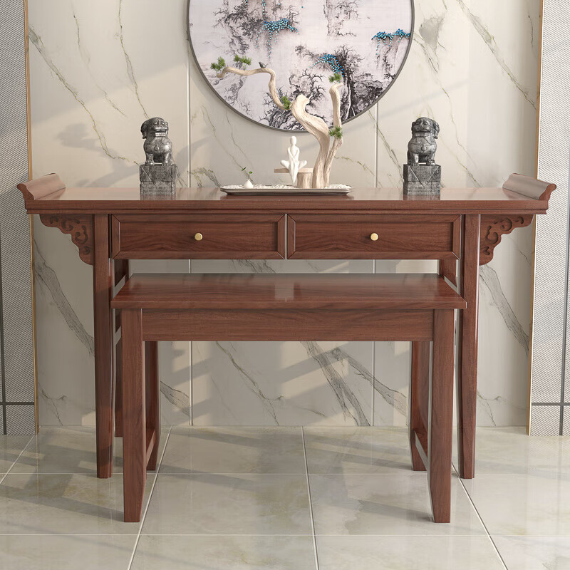 文枝供桌香案实木佛台家用贡台农村香火桌子新中式佛桌 如意组合款