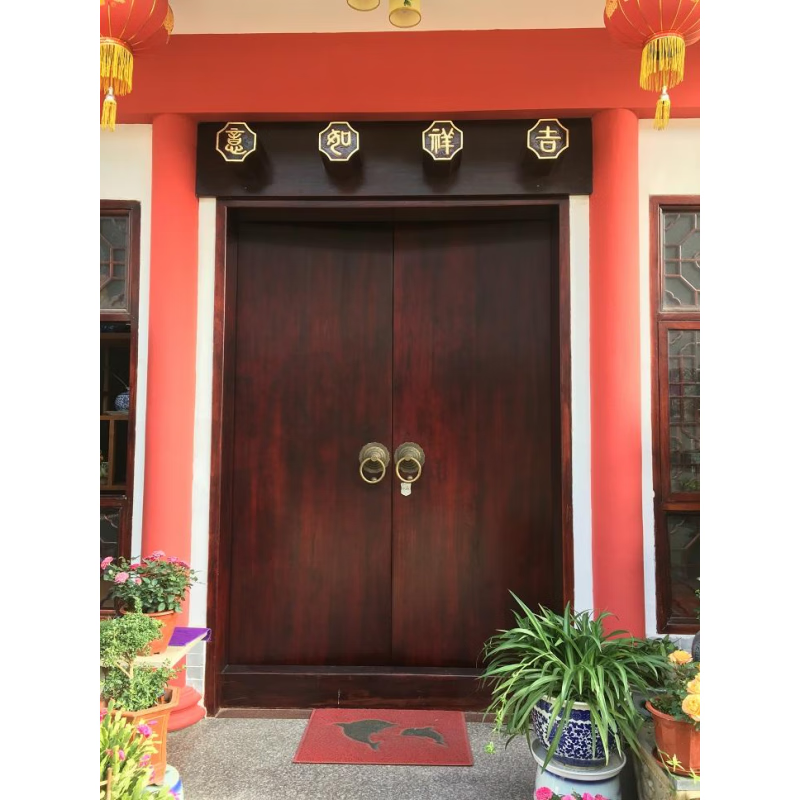 山头林村复古实木双开门 实木海棠木仿古大门庭院门中式别墅木门农村