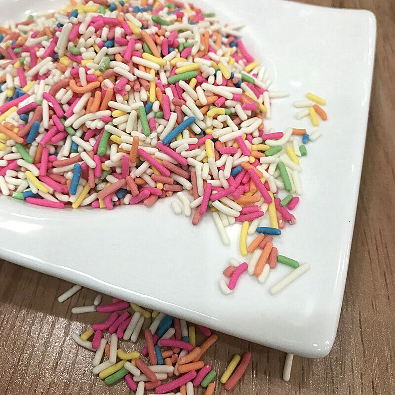 虎钢馋七彩米巧克力彩糖针彩色朱古力针700g冰淇淋蛋糕装饰 彩针