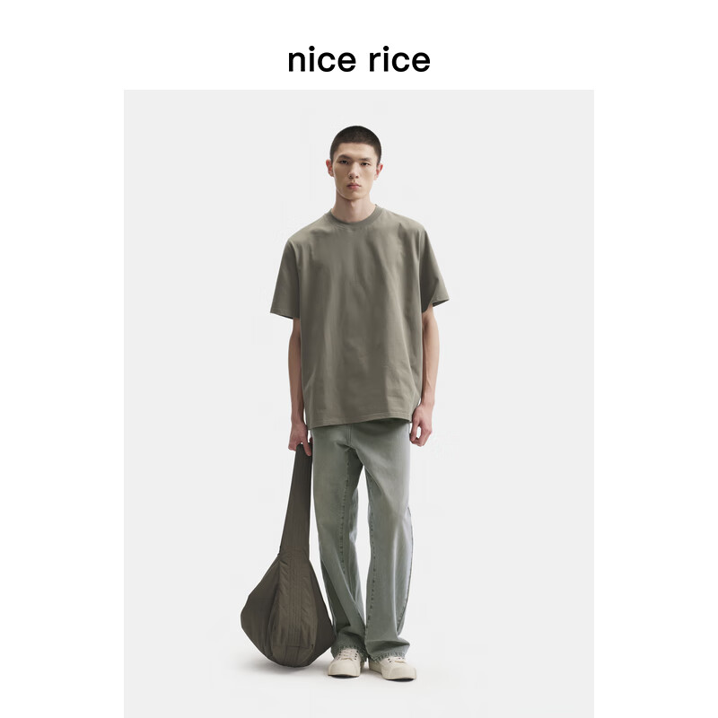 nice rice好饭 25春季新品13.4盎司做旧宽松直筒牛仔裤NHC13038 水洗蓝（13.4盎司） M