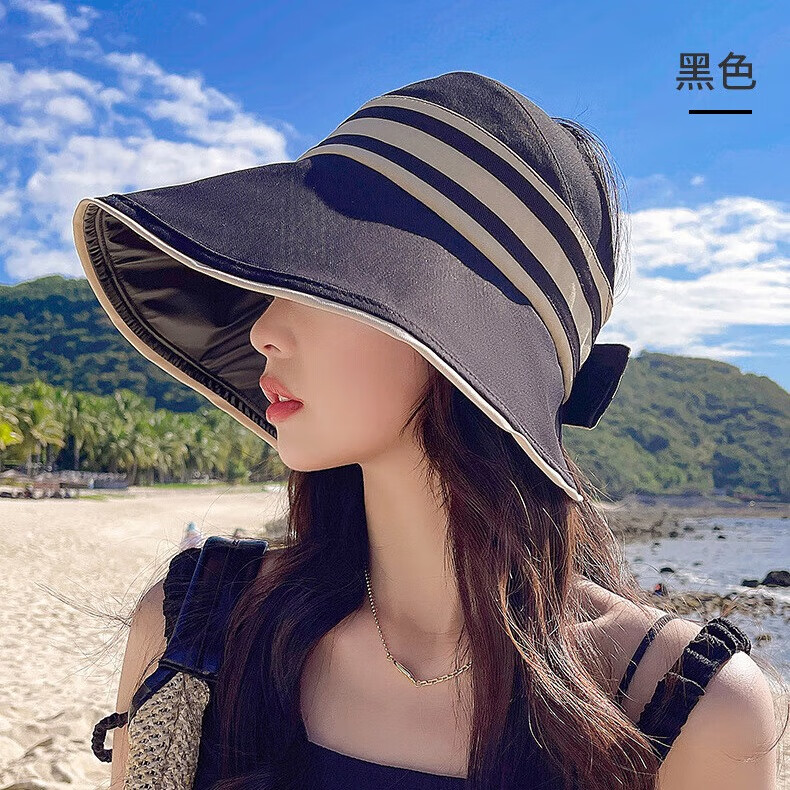 GLO-STORY遮陽帽女 韓版黑膠防曬大沿帽戶外防曬可折疊防紫外線