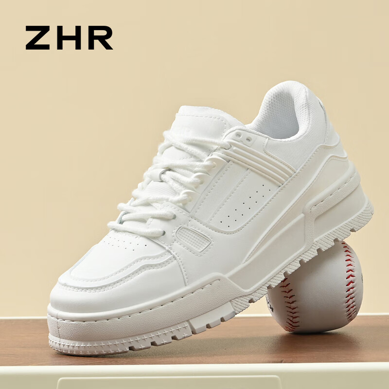 ZHR 则则男鞋【经典配色】新款运动休闲鞋男低帮厚底舒适板鞋百搭小白鞋 白色 41