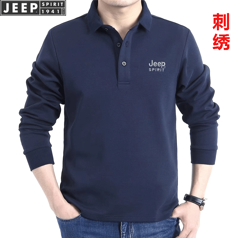 JEEP SPIRIT刺绣男士短袖T恤夏季休闲商务男宽松大码男装翻领P.O.L.O衫 灰橙 3XL 165-185