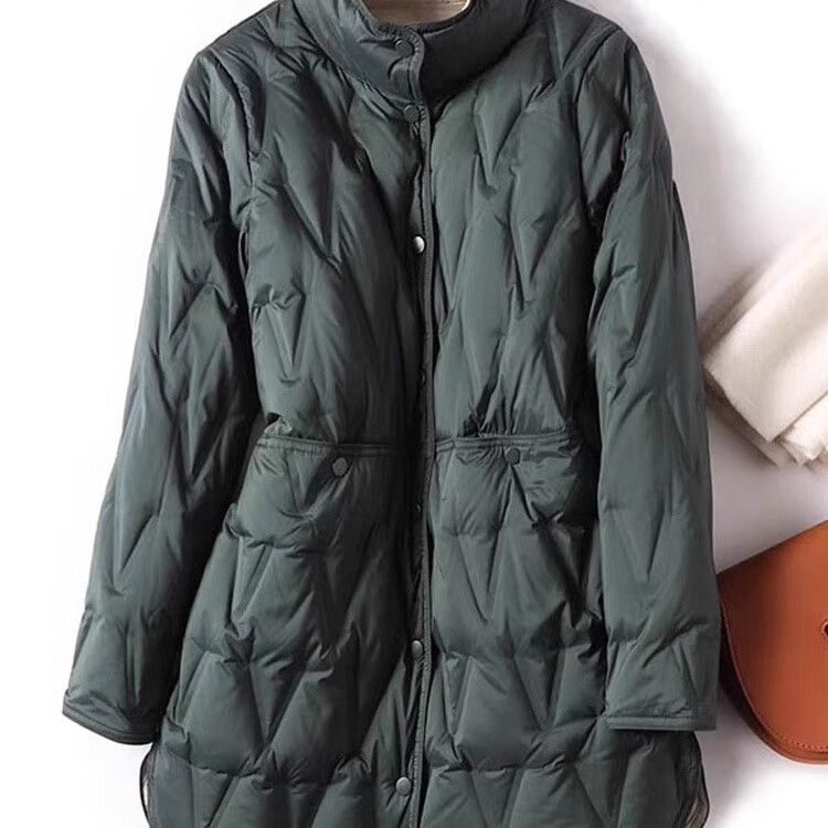 新款高端轻薄羽绒服女新款白鸭绒外套小个子休闲百搭女装冲锋衣 焦糖色 5XL