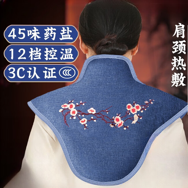 嘉际肩颈热敷包颈椎盐袋海盐粗盐电加热艾灸包艾草理疗袋子神器e 【十区护肩护臂·蓝】艾绒药盐3重理疗+12档控温
