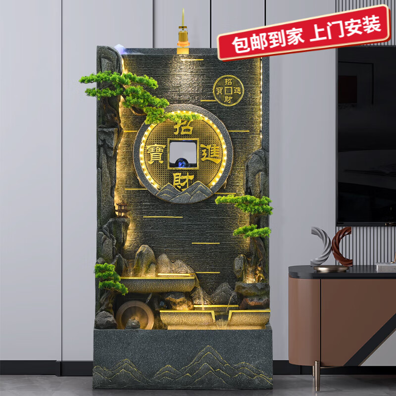 善水源 大型水幕墙摆件落地流水景观酒店前台装饰高山瀑布公司养鱼池 25019
