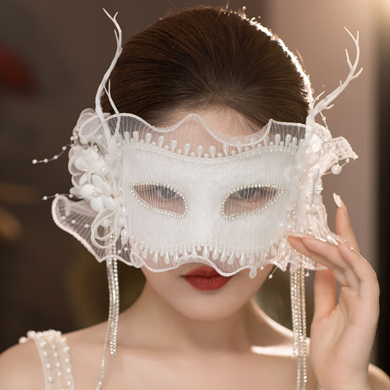 云舵唯美婚纱面具生日结婚宴会派对性感女神时尚新娘化妆假面舞会道具