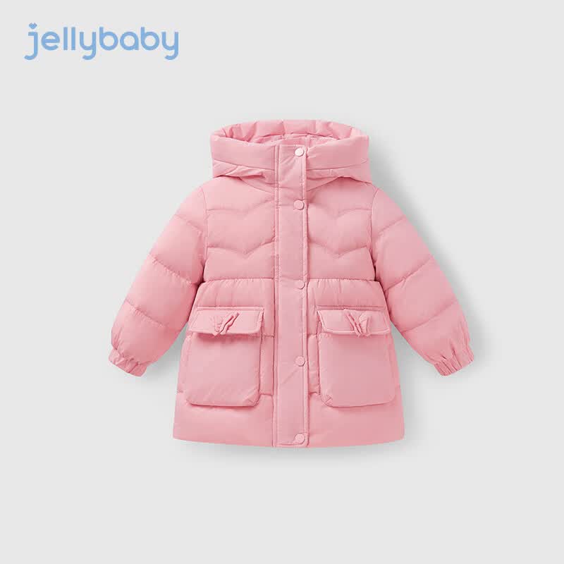 JELLYBABY[抗菌绒三防蓄热]女童羽绒服冬季小儿童加厚保暖外套宝宝红色冬装 桃粉 140 CM
