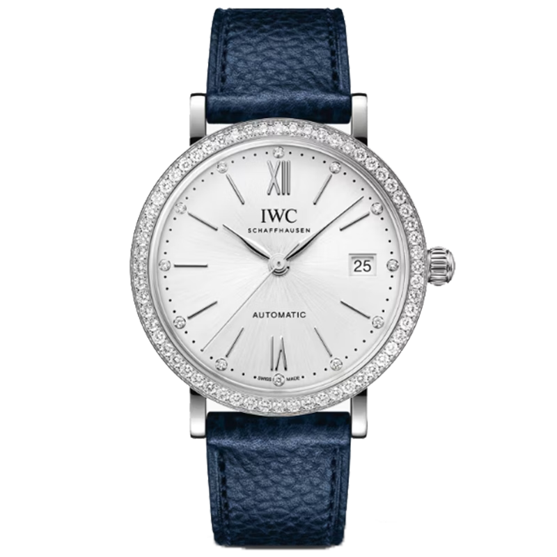 萬(wàn)國(guó)（IWC）手表瑞士女士柏濤菲諾系列自動(dòng)機(jī)械女表腕表禮物送女友 IW658601銀盤(pán)鑲鉆37毫米