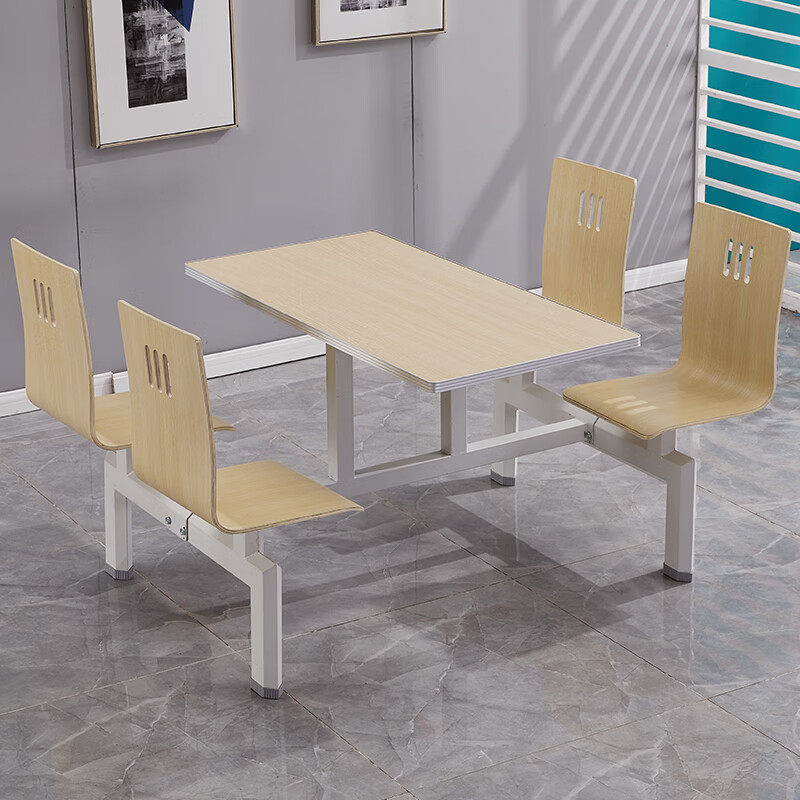 澳颜莱连体四人位餐桌椅  食堂餐桌简约长方形4人6人学校工厂员工连体