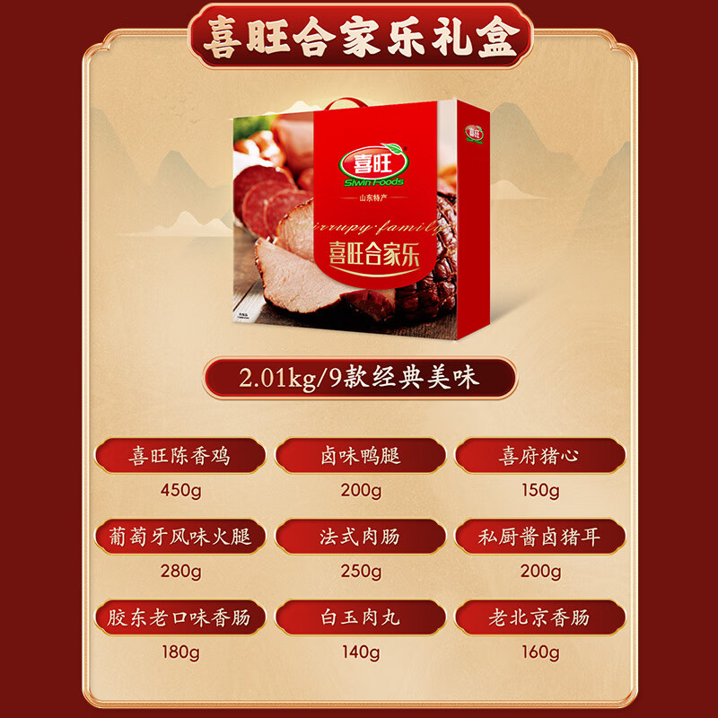 长辈送朋友合家乐熟食礼盒春节即食肉食礼盒零食礼包 喜旺合家乐礼盒