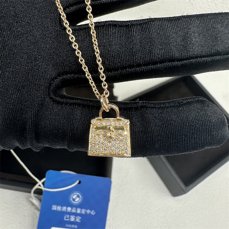 【二手99新】送礼推荐 hermes/爱马仕kelly 18k玫瑰金满钻项链 正品