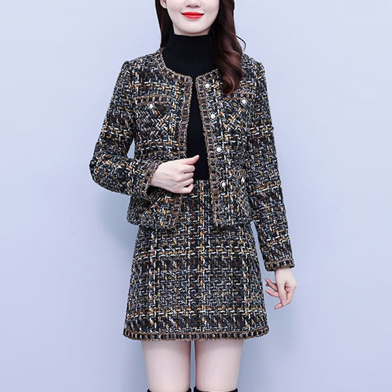 翘心200斤胖mm大码女装秋冬学生微胖mm穿搭秋冬装小香风短外套短裙两