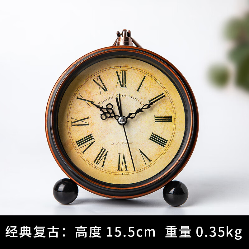ZRQF美式高端復(fù)古表桌面小鬧鐘臺(tái)式擺鐘家用老人專用座鐘客廳臺(tái)鐘時(shí)鐘 D款經(jīng)典復(fù)古 5英寸