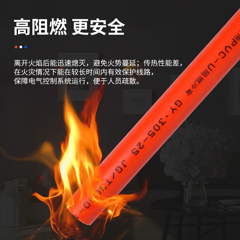 ERA公元優(yōu)家PVC中型電線管電工管強(qiáng)弱電分離線管電線套管穿線管 紅色輕型 直徑16-205 一捆99米