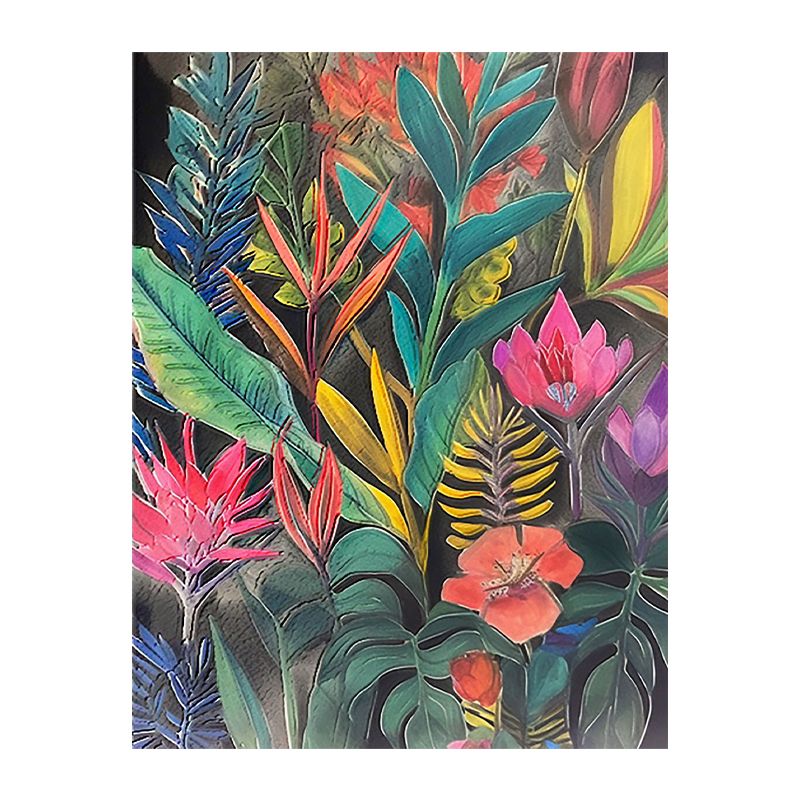 彩象纯手绘油画中古彩色花卉装饰画客厅玄关立体肌理挂画 珐琅彩花卉